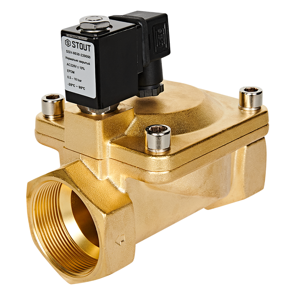 Электромагнитный клапан 2" НЗ, 220В, непрямого действия / Stout фото на multiBOX