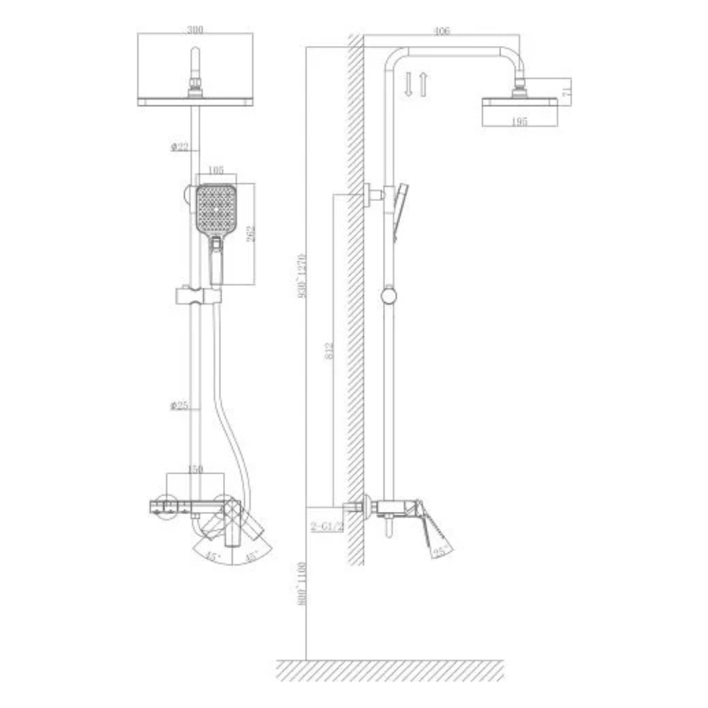Душевая система (Lt) D35, серия LILY черный (A5-1237) / A-five фото на multiBOX