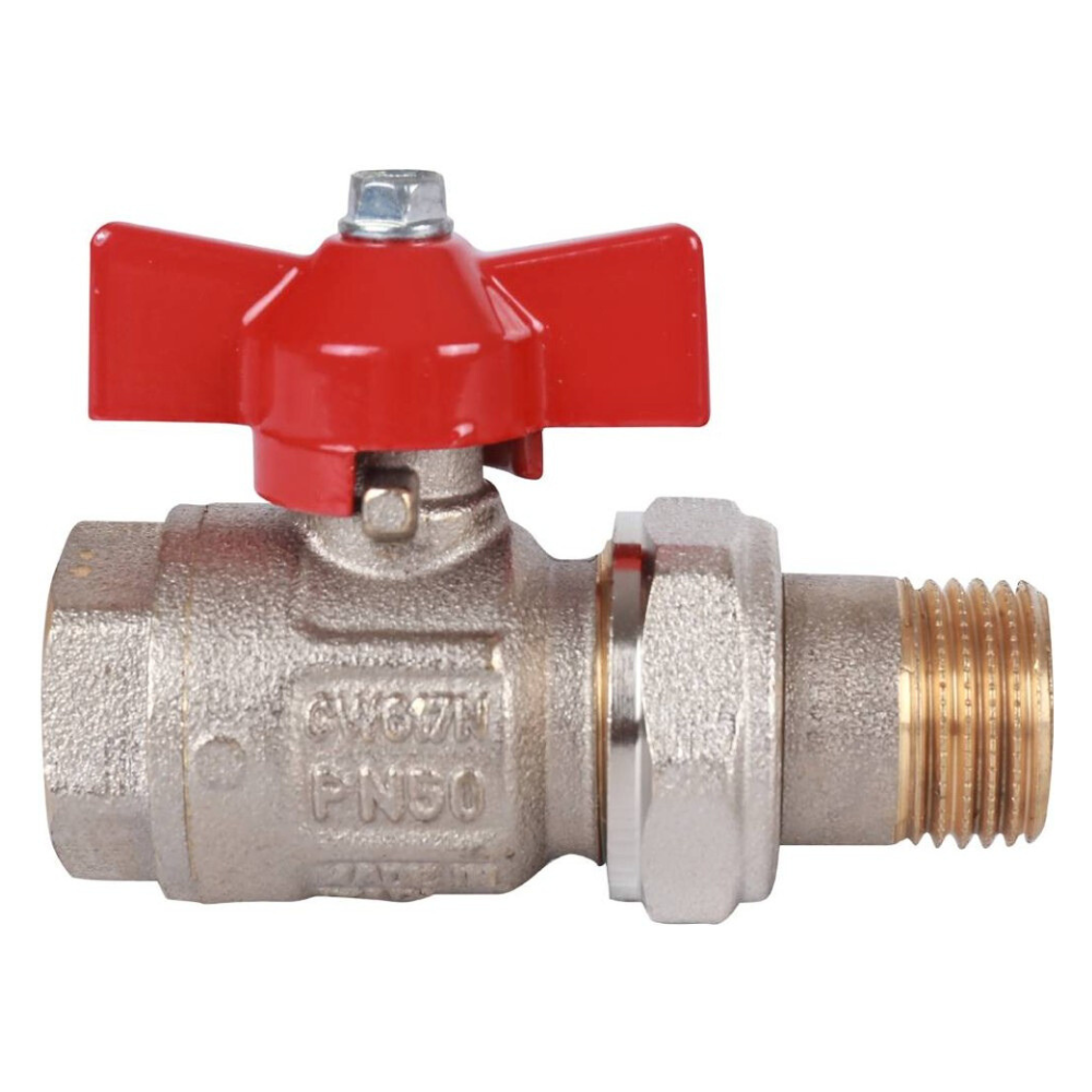 Кран шаровый с накидной гайкой IDEAL 098, 1/2" НР-ВР полнопроходной, ручка бабочка / Itap фото на multiBOX