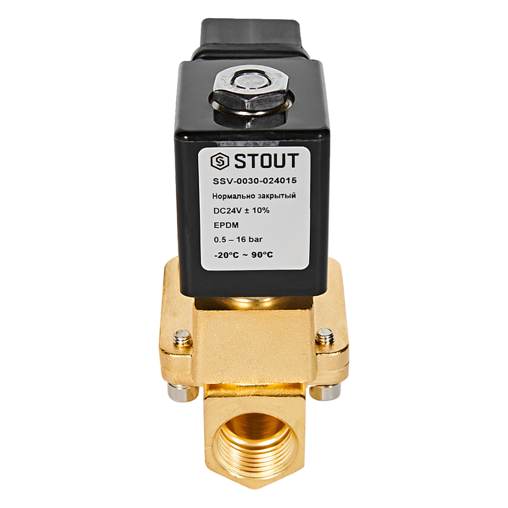 Электромагнитный клапан 1/2" НЗ, 24В, непрямого действия / Stout фото на multiBOX