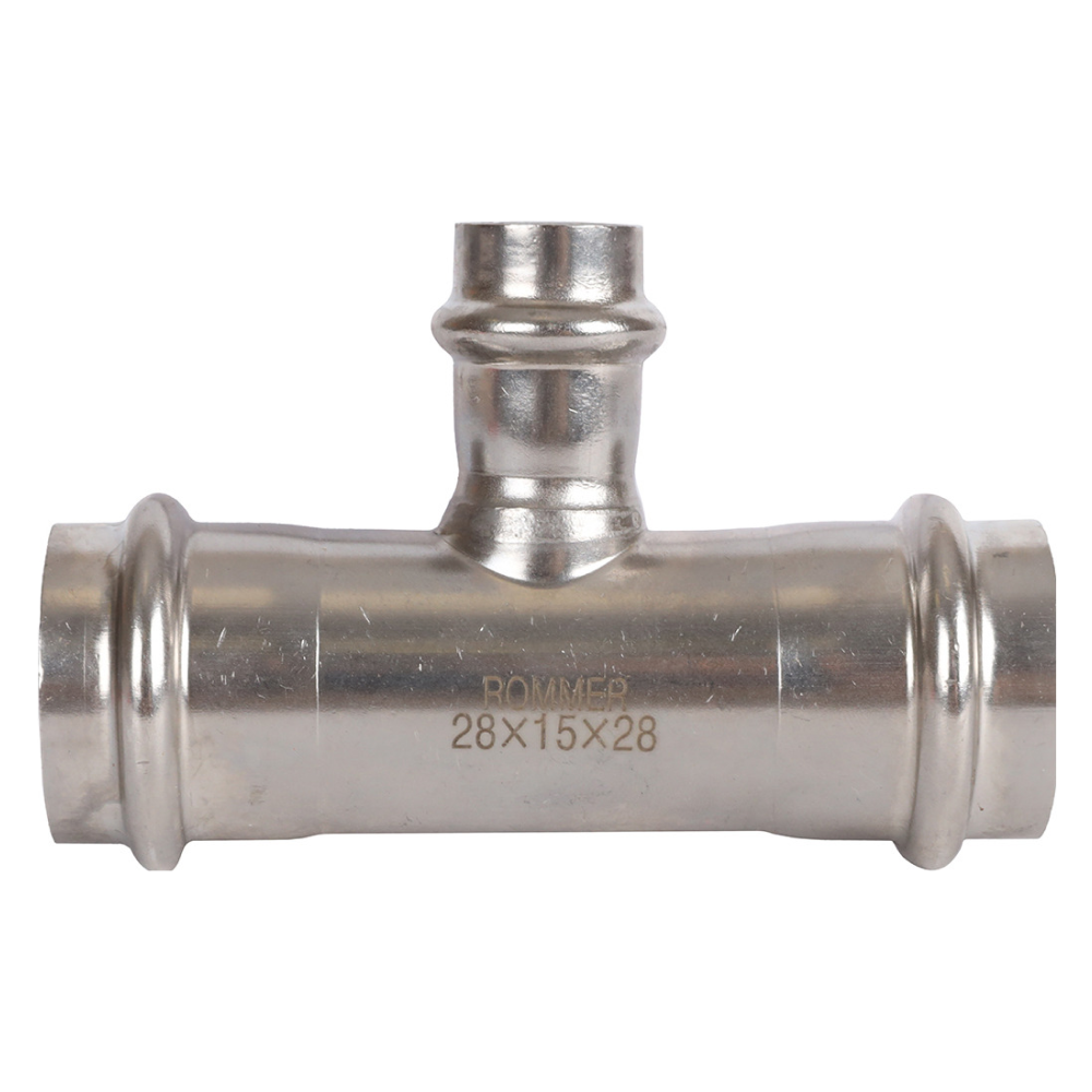 Тройник переходной ВПр 28х15х28 из нерж. стали прессовой / Rommer фото на multiBOX