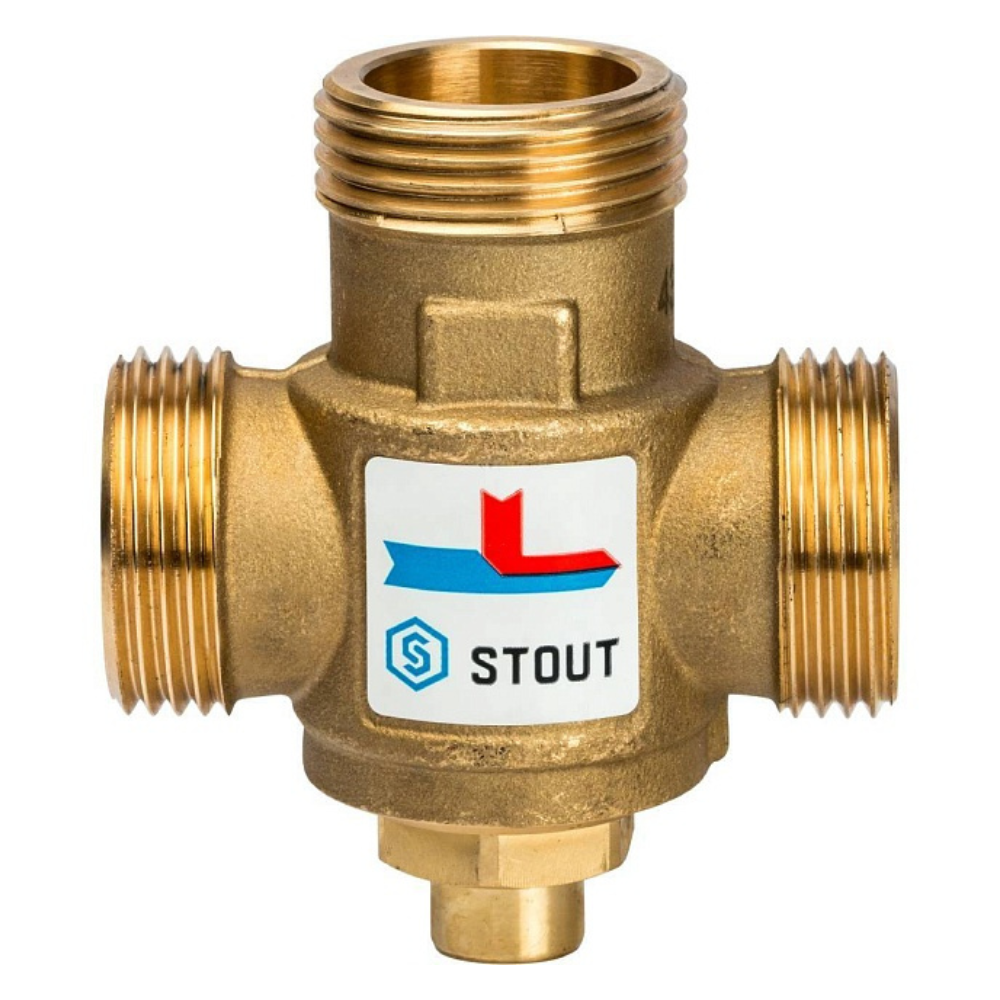 Термостатический смесительный клапан 1" НР - 1 1/2" ВР - 1" НР, 60°С / Stout фото на multiBOX