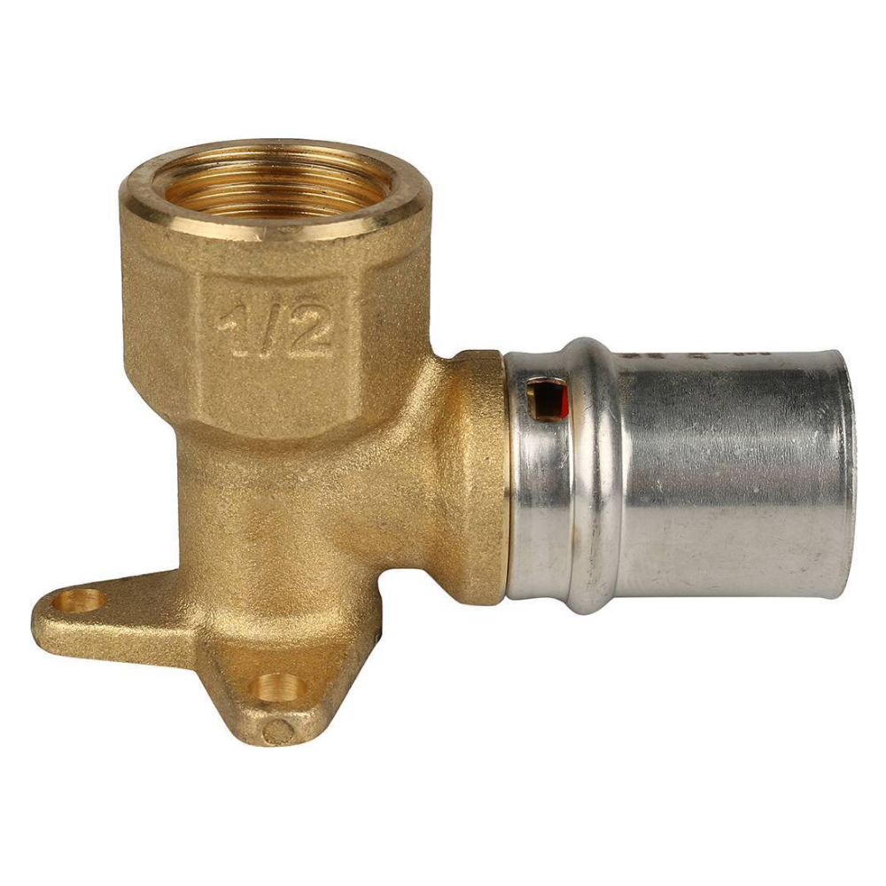 Угольник настенный короткий 1/2"х20 с креплением для металлопластиковых труб прессовой / Stout фото на multiBOX