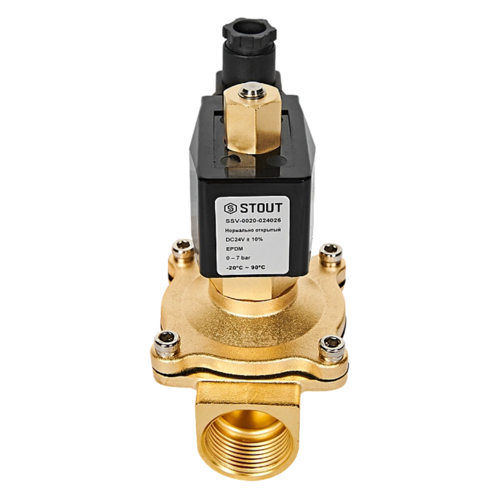 Электромагнитный клапан 1" НО, 24В, прямого действия / Stout фото на multiBOX