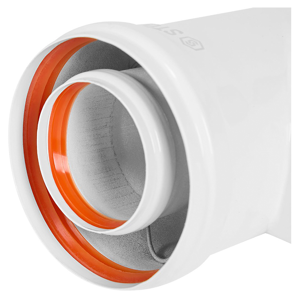 Тройник с отводом конденсата D60/100 п-м Т-образный с заглушкой и патрубком, традиционный / Stout фото на multiBOX