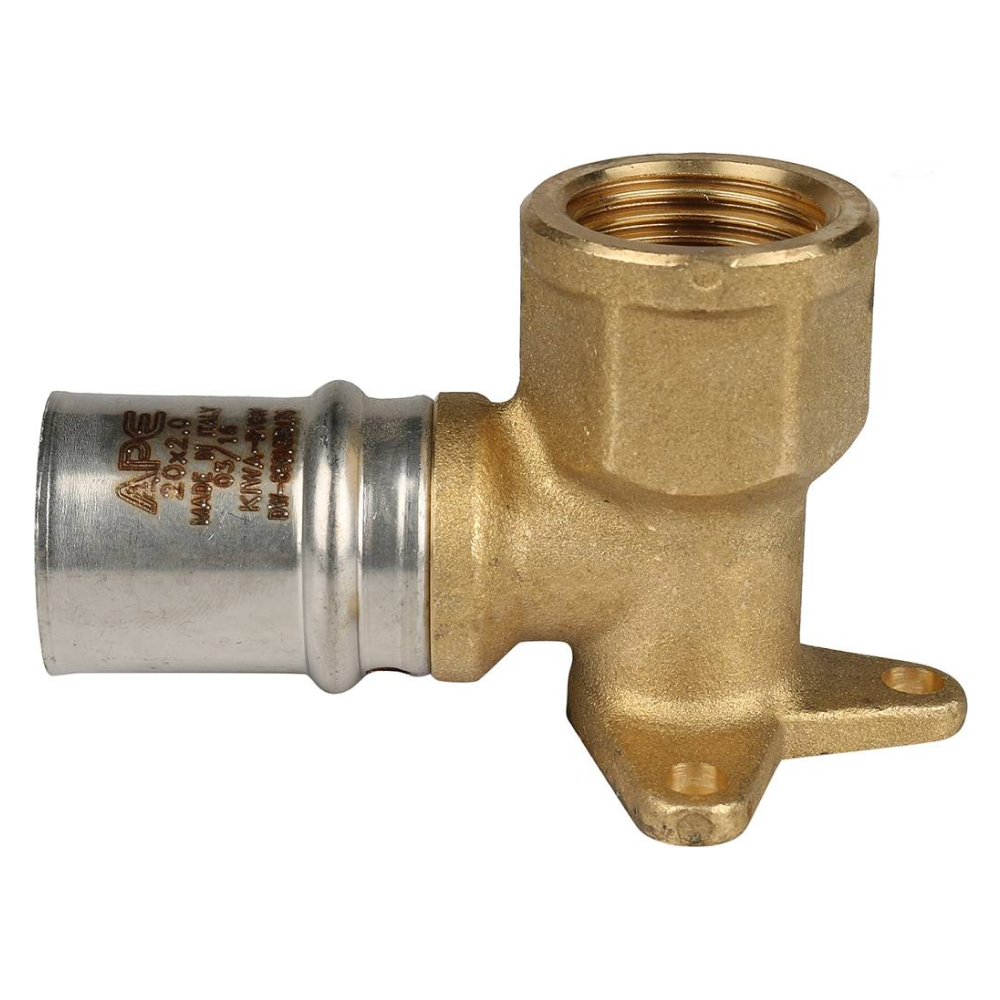 Угольник настенный короткий 1/2"х20 с креплением для металлопластиковых труб прессовой / Stout фото на multiBOX