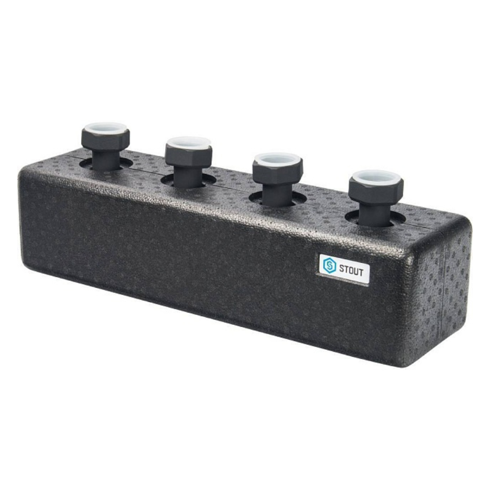 Распределительный коллектор на 2 контура DN32 в теплоизоляции / Stout фото на multiBOX