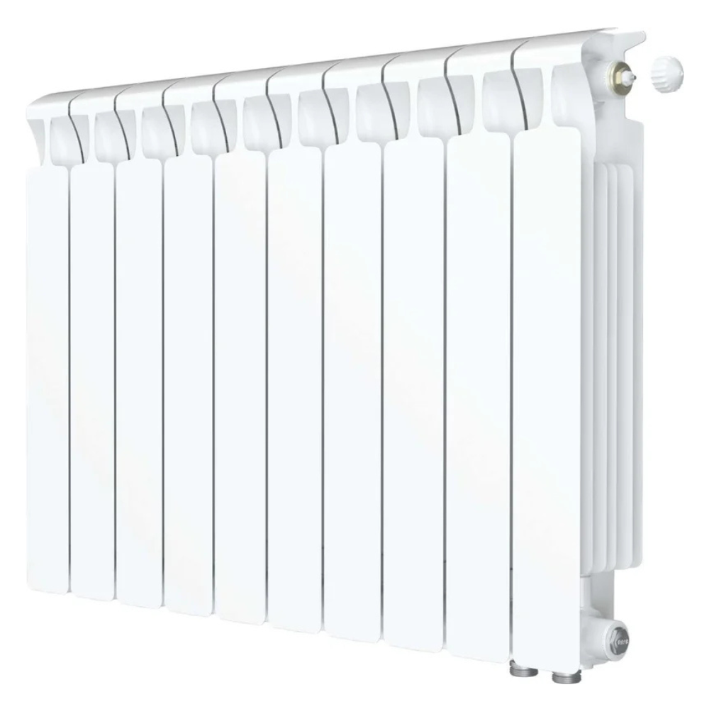 Биметаллический радиатор MONOLIT VENTIL 500 MVR 10 секций, RAL9016 белый, нижнее правое подключение / Rifar