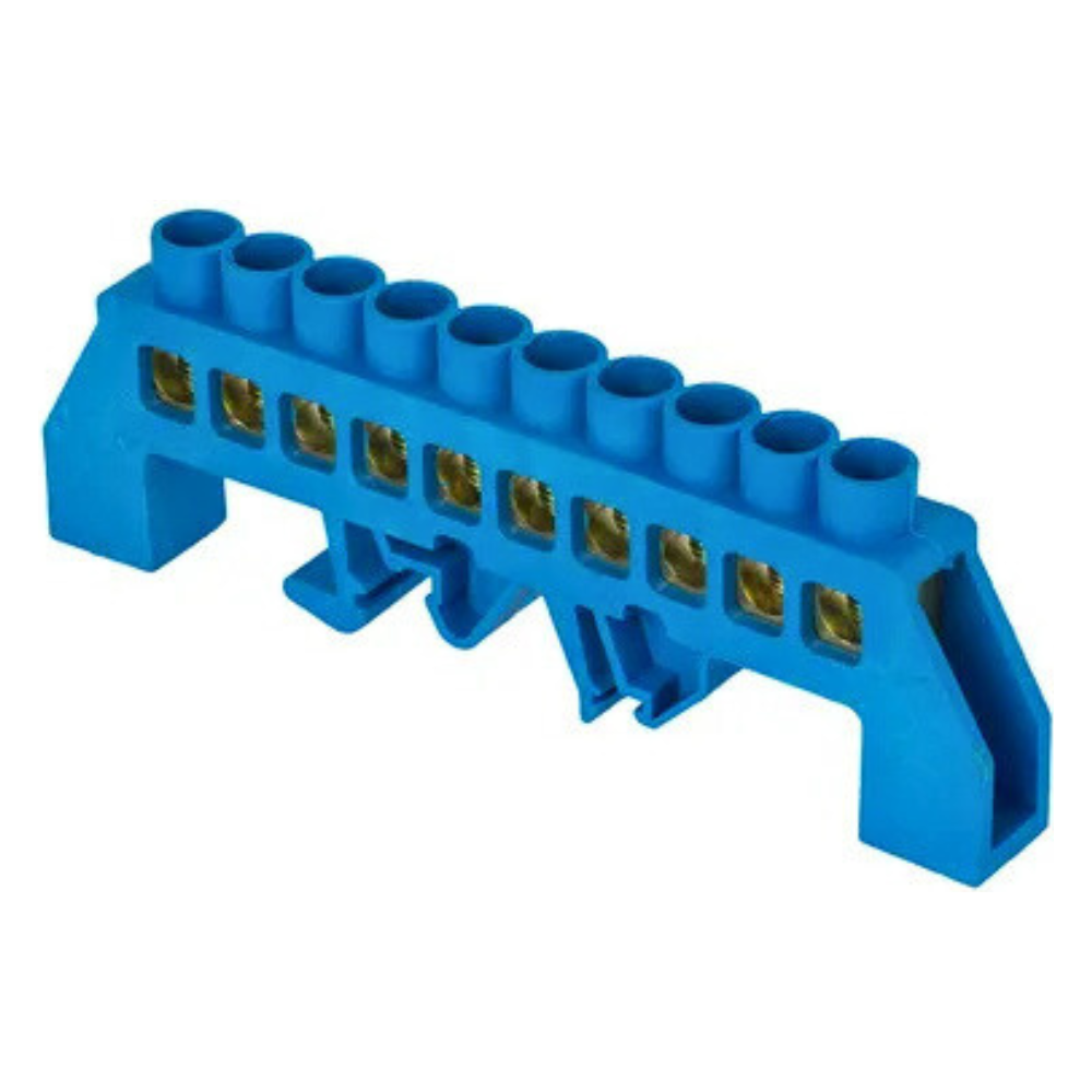 Шина PROXIMA "0" N (6х9 мм) 10 отверстий латунь, синий нейлоновый корпус / EKF фото на multiBOX