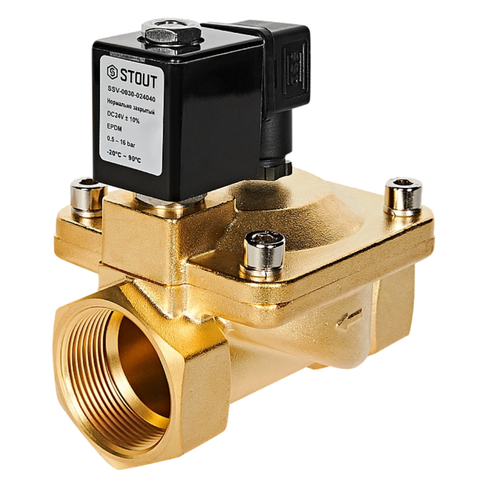Электромагнитный клапан 1 1/2" НЗ, 24В, непрямого действия / Stout фото на multiBOX