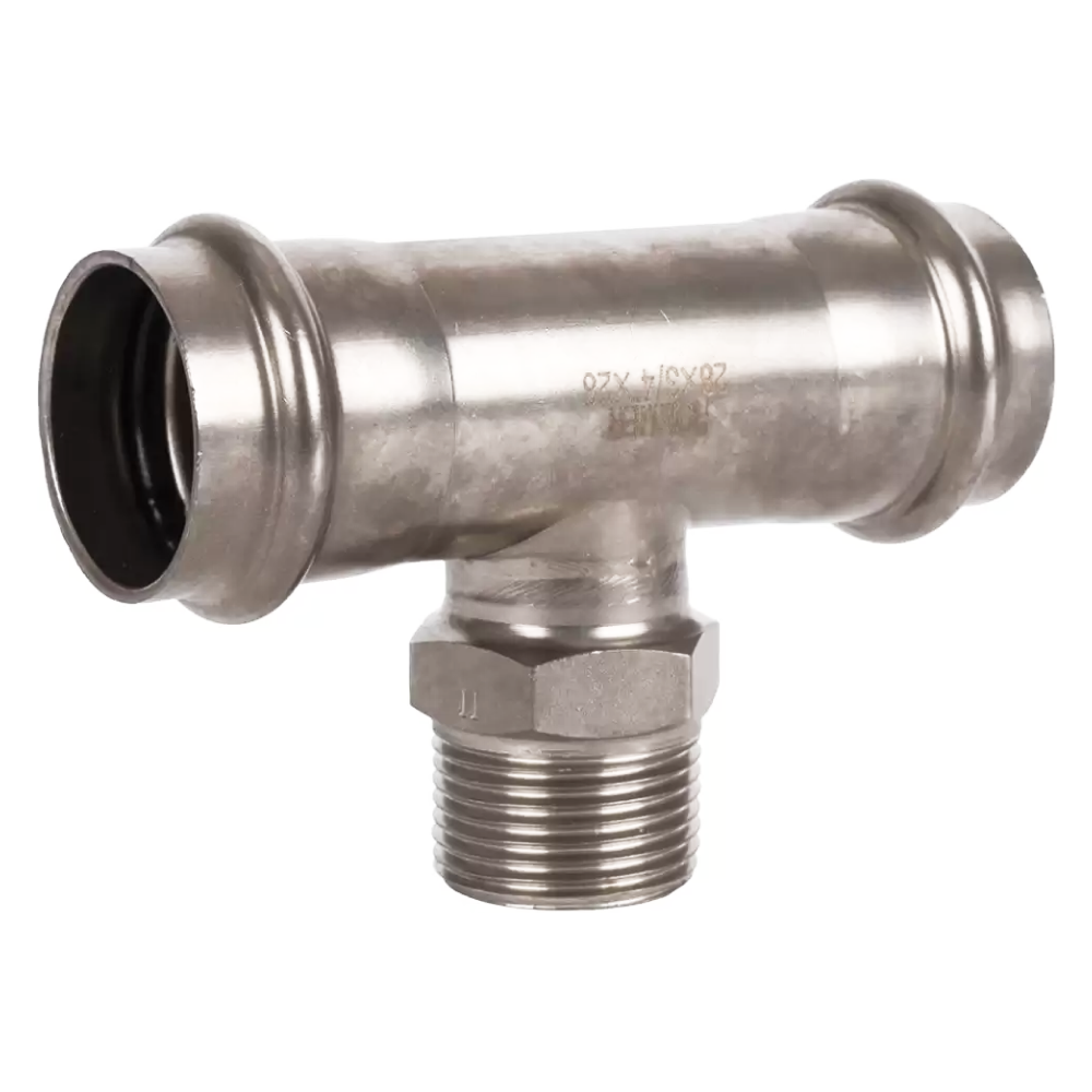 Тройник-переходник ВПр-НР 28х3/4" из нерж. стали прессовой / Rommer фото на multiBOX