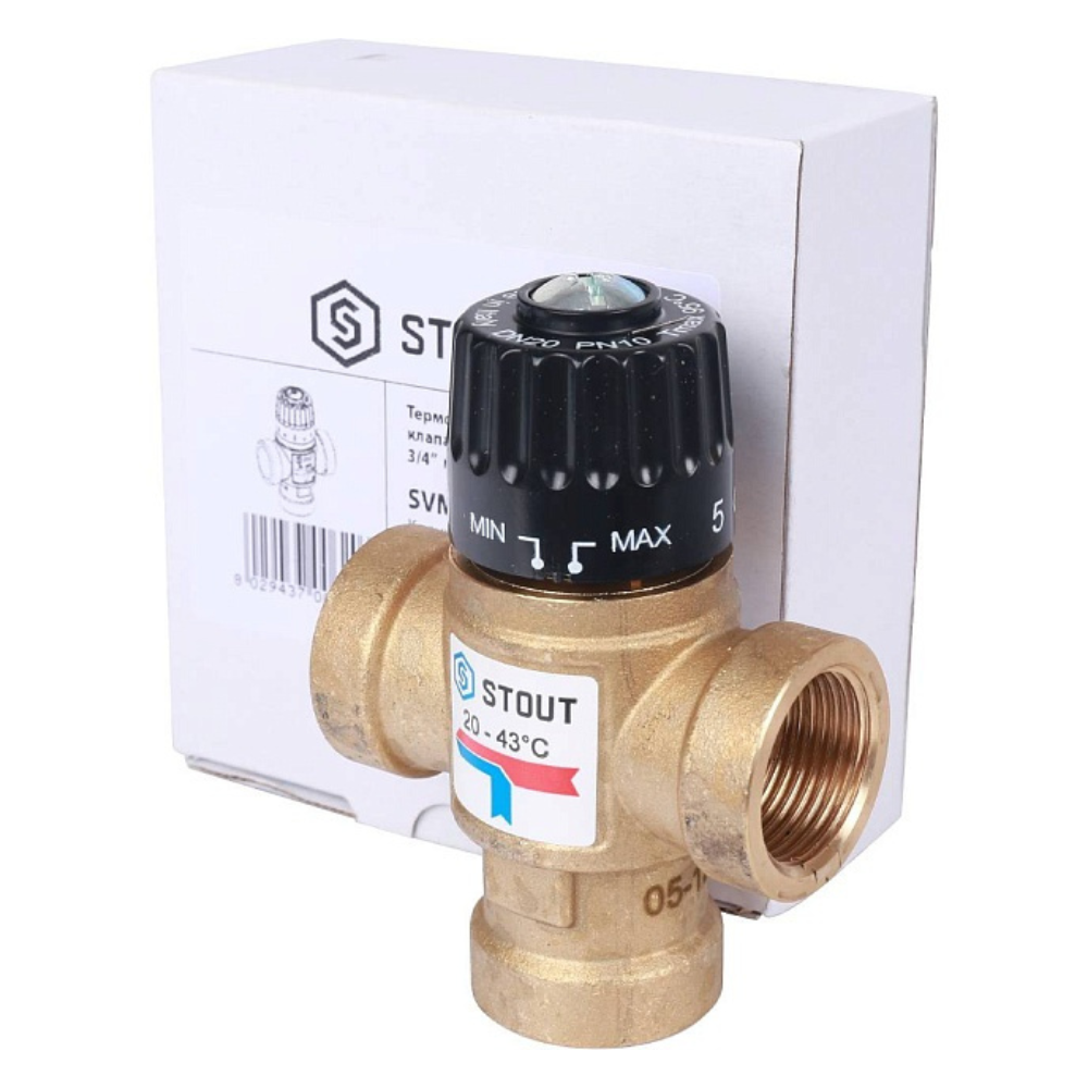 Термостатический смесительный клапан 3/4" ВР, 20-43°С, KVs 1.6 / Stout фото на multiBOX