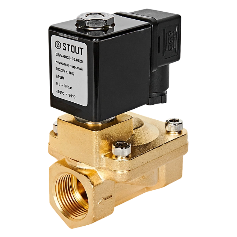 Электромагнитный клапан 3/4" НЗ, 24В, непрямого действия / Stout фото на multiBOX