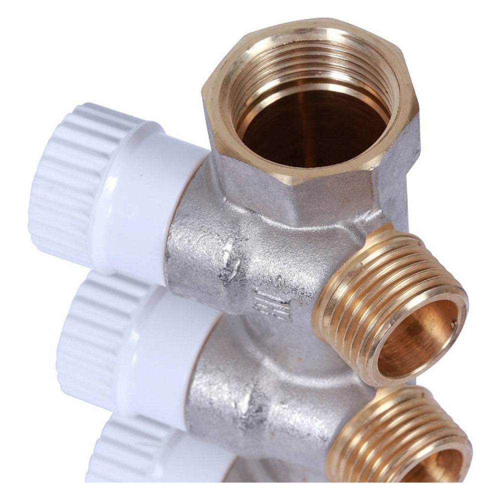 Распределительный коллектор 3/4", 3 отвода 1/2", плоское уплотнение / Stout фото на multiBOX