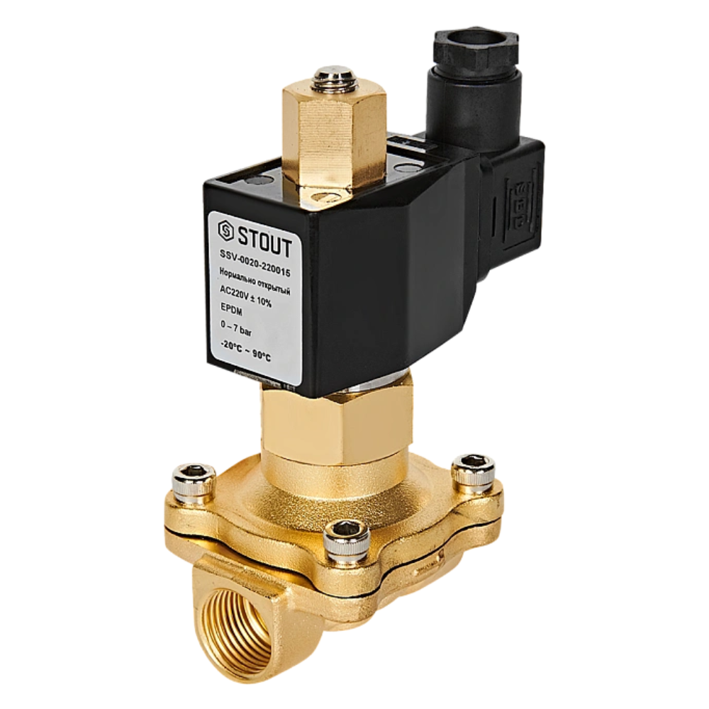 Электромагнитный клапан 1/2" НО, 220В, прямого действия / Stout фото на multiBOX
