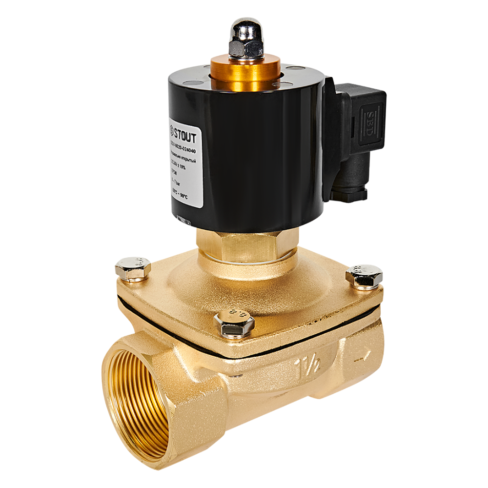 Электромагнитный клапан 1 1/2" НО, 24В, прямого действия / Stout фото на multiBOX
