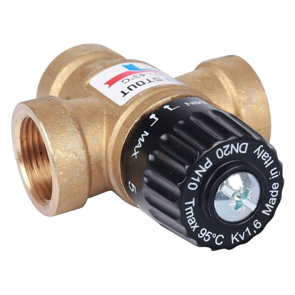 Термостатический смесительный клапан 3/4" ВР, 20-43°С, KVs 1.6 / Stout фото на multiBOX