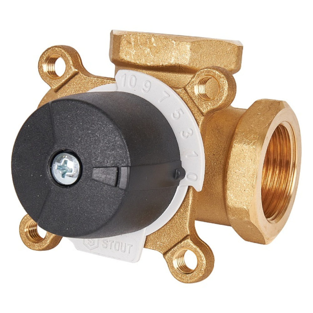 Трехходовой смесительный клапан 1" ВР, KVs 12 / Stout фото на multiBOX