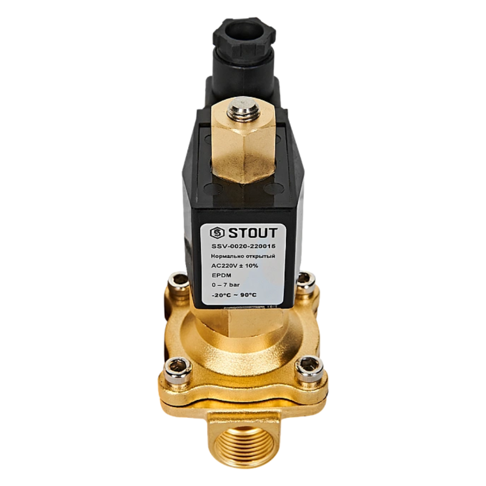 Электромагнитный клапан 1/2" НО, 220В, прямого действия / Stout фото на multiBOX