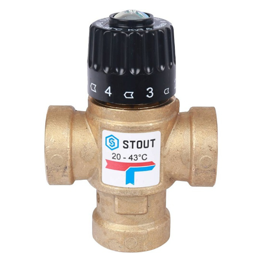 Термостатический смесительный клапан 3/4" ВР, 20-43°С, KVs 1.6 / Stout фото на multiBOX