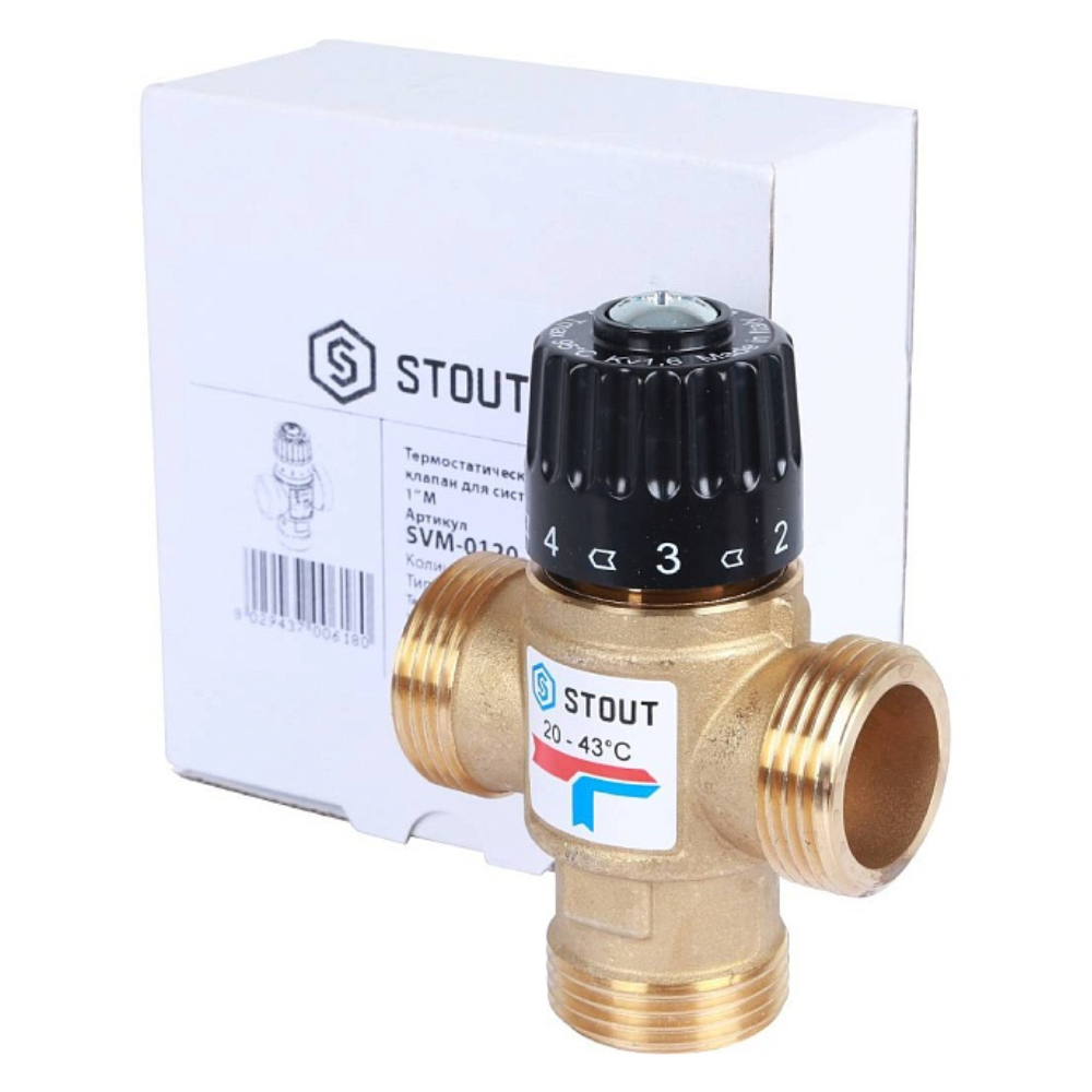 Термостатический смесительный клапан 1" НР, 20-43°С, KVs 1.6 / Stout фото на multiBOX