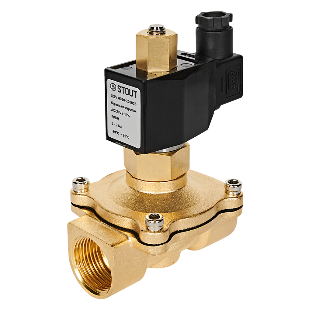 Электромагнитный клапан 1" НО, 220В, прямого действия / Stout фото на multiBOX