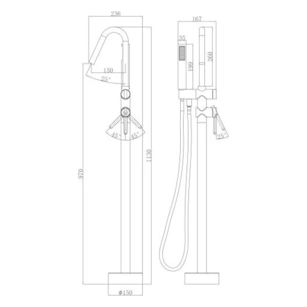Смеситель для ванны (Lt) D35, серия LOTUS черный (A5-0630) / A-five фото на multiBOX