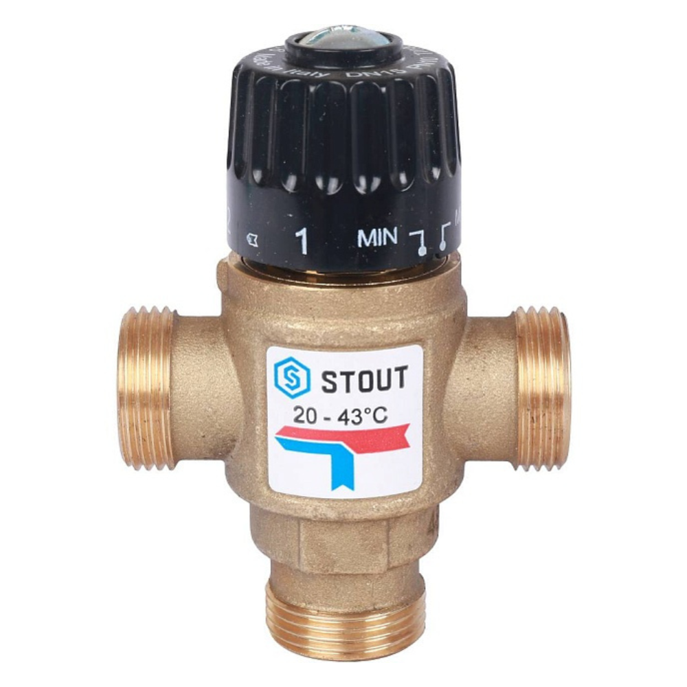 Термостатический смесительный клапан 3/4" НР, 20-43°С, KVs 1.6 / Stout фото на multiBOX