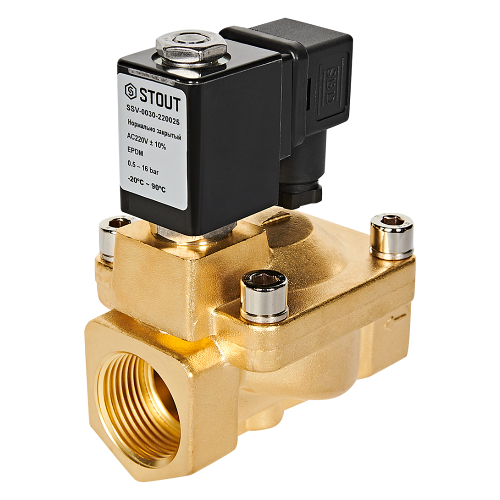 Электромагнитный клапан 1" НЗ, 220В, непрямого действия / Stout фото на multiBOX