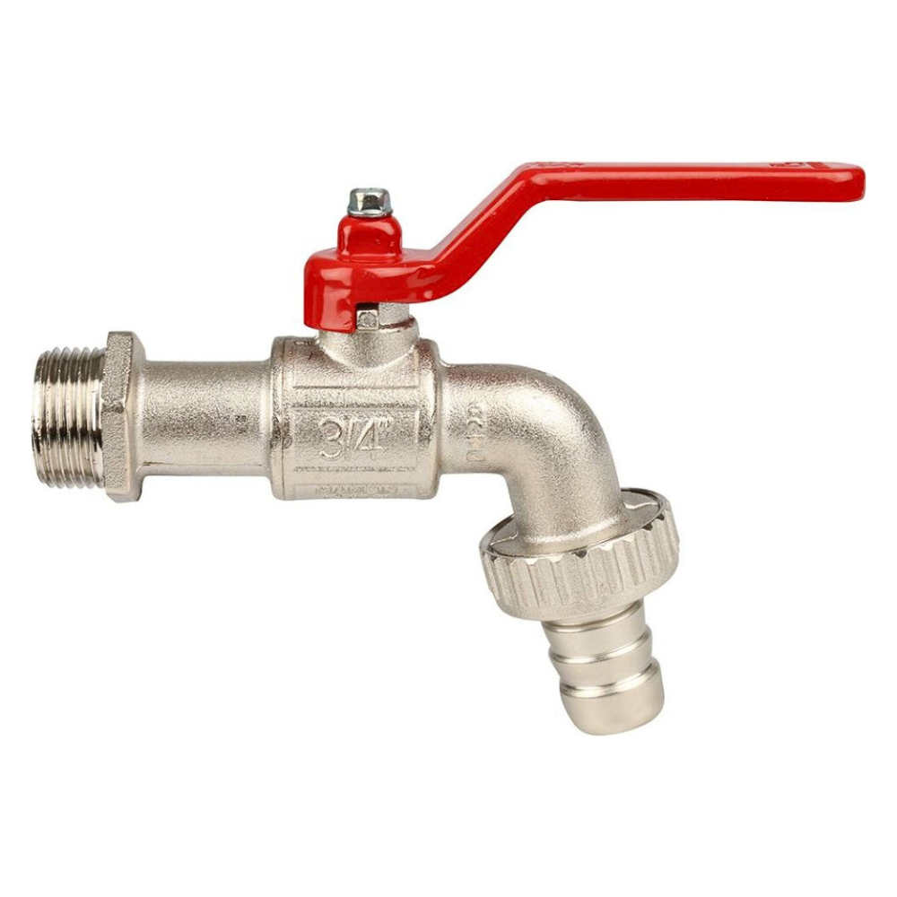 Кран шаровый сливной 166, 3/4" НР с латунным штуцером, ручка рычаг / Itap фото на multiBOX