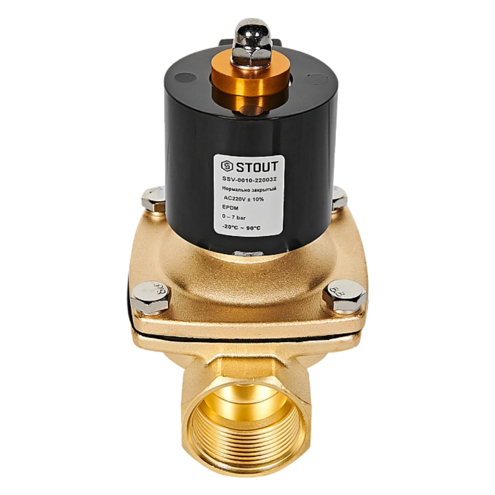 Электромагнитный клапан 1 1/4" НЗ, 220В, прямого действия / Stout фото на multiBOX