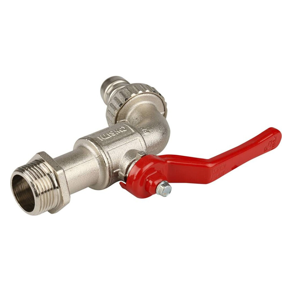 Кран шаровый сливной 166, 3/4" НР с латунным штуцером, ручка рычаг / Itap фото на multiBOX