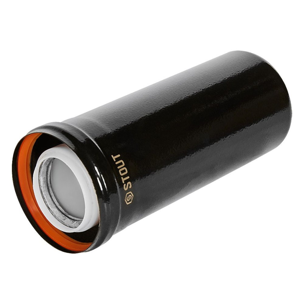 Удлинитель D60/100 п-м L250 мм, черный, конденсационный / Stout фото на multiBOX
