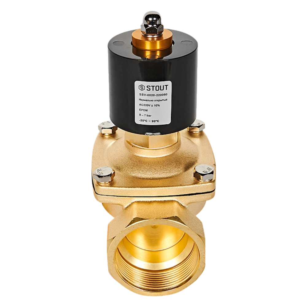 Электромагнитный клапан 2" НО, 220В, прямого действия / Stout фото на multiBOX