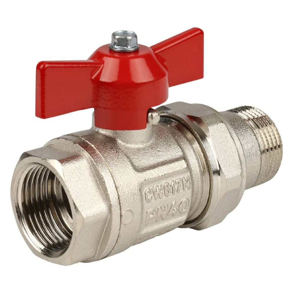 Кран шаровый с накидной гайкой IDEAL 098, 1" НР-ВР полнопроходной, ручка бабочка / Itap фото на multiBOX