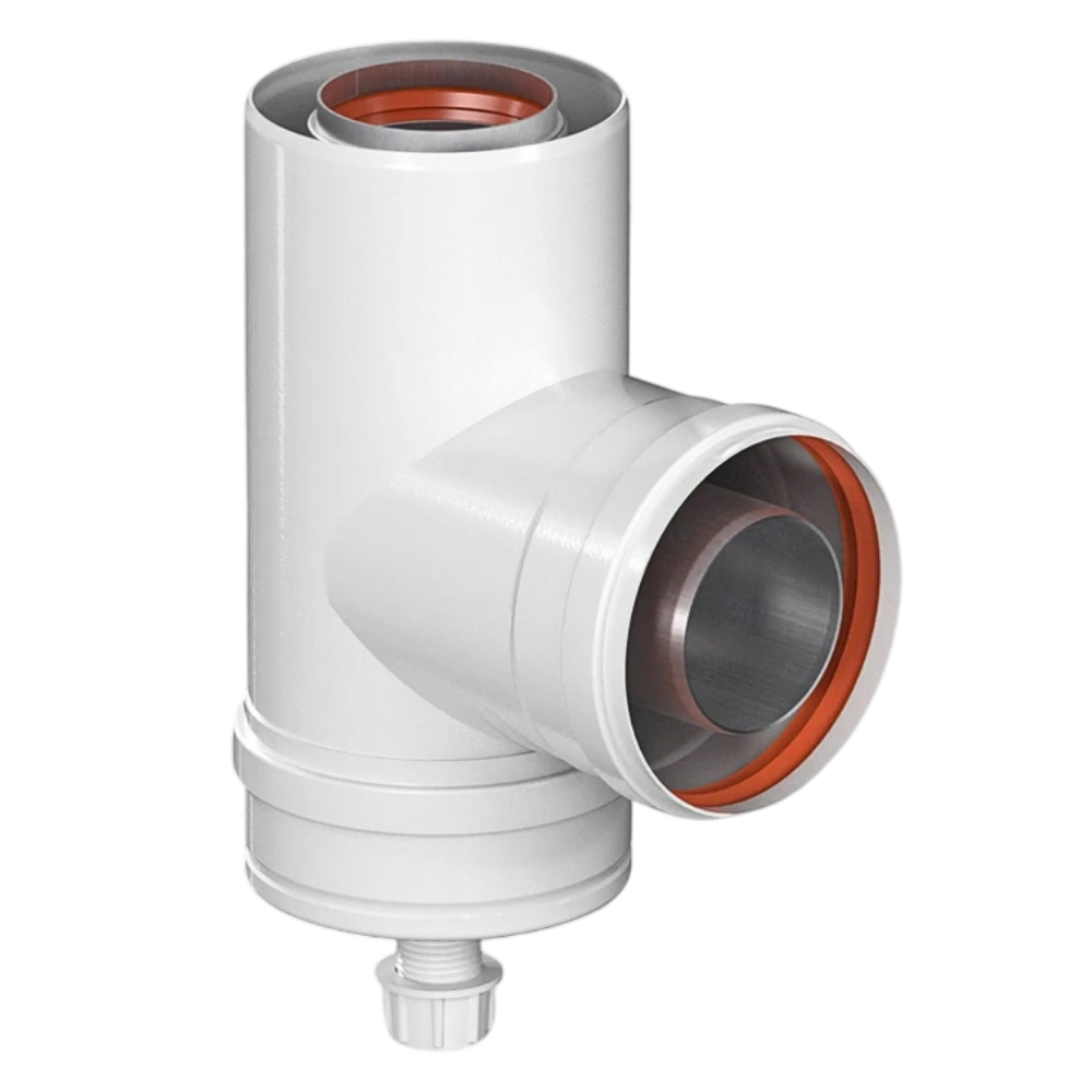 Тройник с отводом конденсата (G) D60/100 п-м, традиционный / All-Gas фото на multiBOX