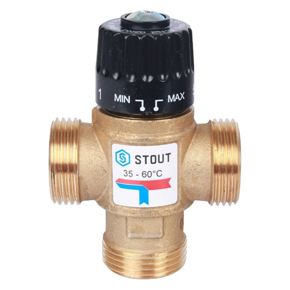 Термостатический смесительный клапан 1" НР, 35-60°С, KVs 2.5 / Stout фото на multiBOX