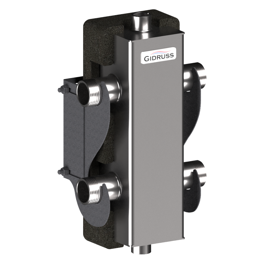 Гидравлическая стрелка 1" GRSS-60-25.EPP до 60 кВт, нерж. сталь, EPP термоизоляция / Gidruss фото на multiBOX