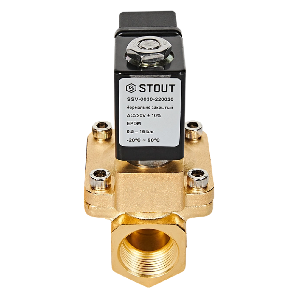 Электромагнитный клапан 3/4" НЗ, 220В, непрямого действия / Stout фото на multiBOX