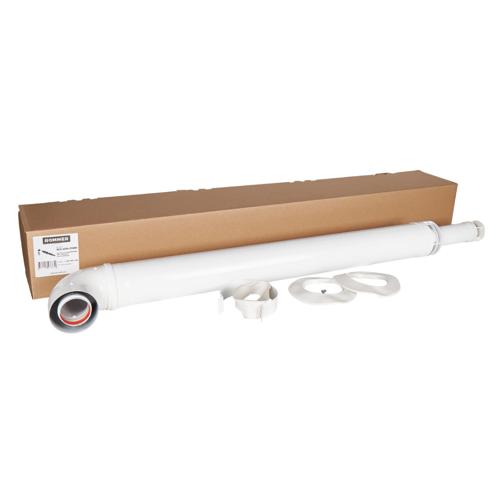 Комплект дымохода АНТИЛЁД D60/100 L1220 мм для котлов Baxi (кроме ECO Nova/Classic), Viessmann, Wolf, DeDietrich (хомут в комплекте) / Rommer фото на multiBOX