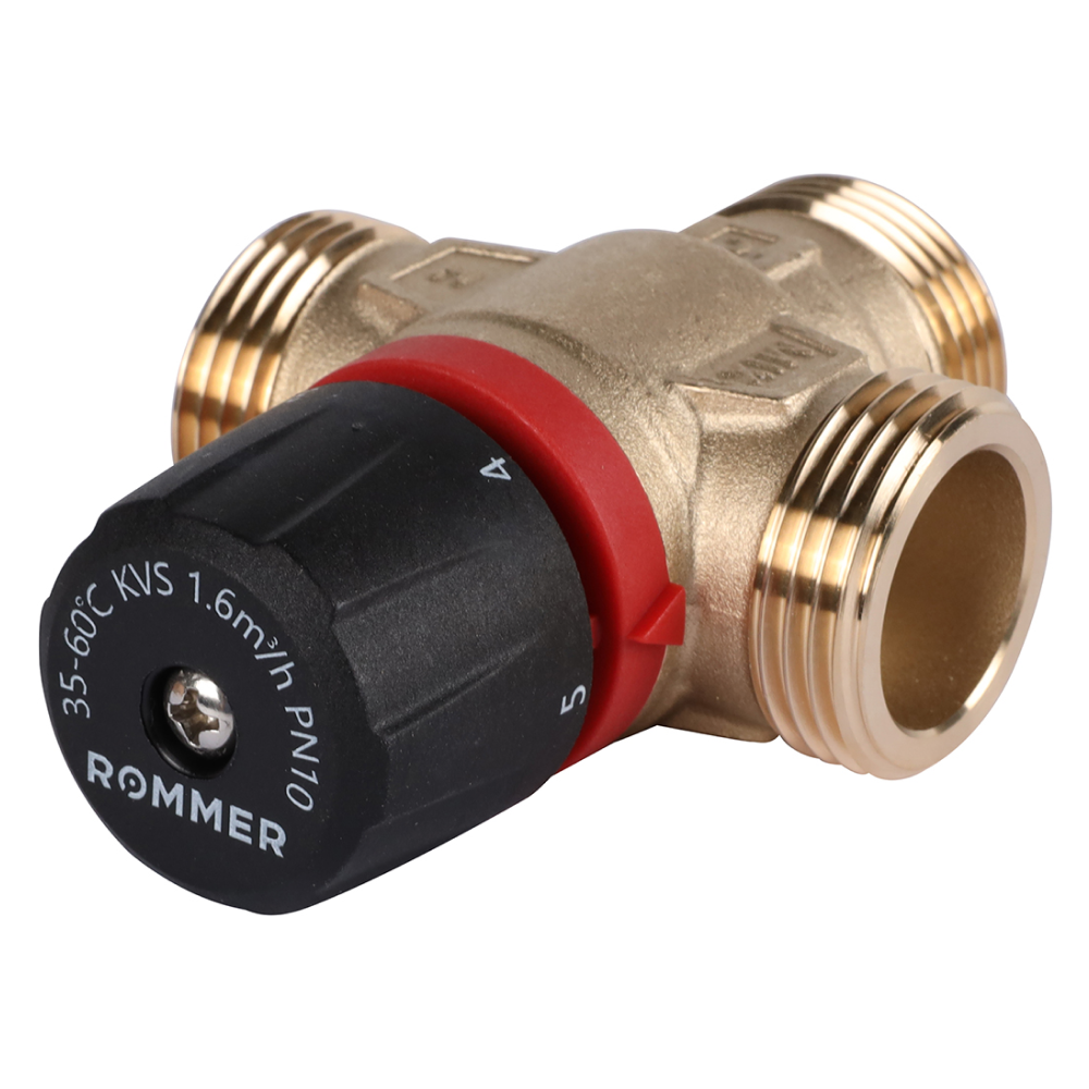 Термостатический смесительный клапан 1" НР, 35-60°С, KVs 1.6 (боковое смешивание) / Rommer фото на multiBOX