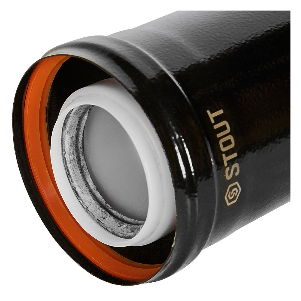 Удлинитель D60/100 п-м L250 мм, черный, конденсационный / Stout фото на multiBOX