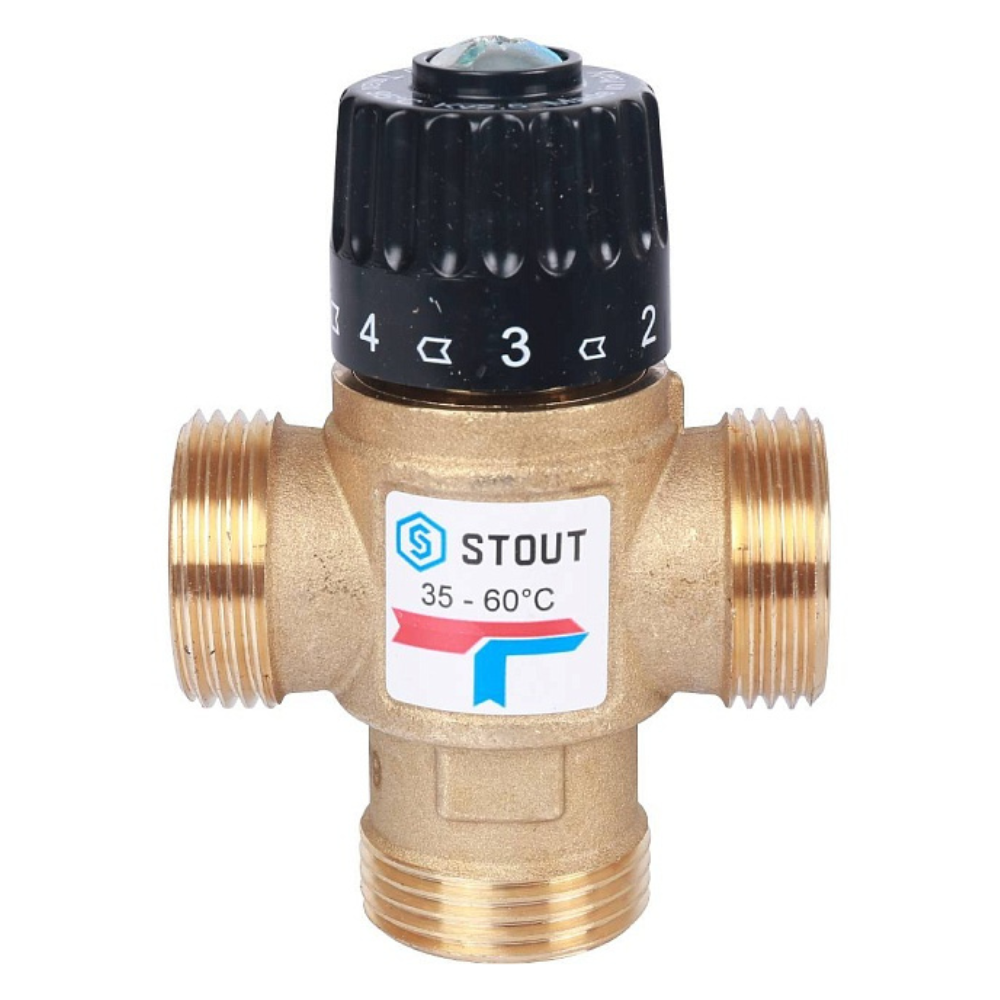 Термостатический смесительный клапан 1" НР, 35-60°С, KVs 2.5 / Stout фото на multiBOX