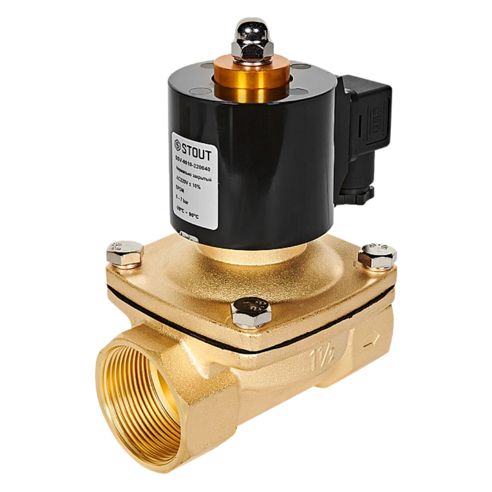Электромагнитный клапан 1 1/2" НЗ, 220В, прямого действия / Stout фото на multiBOX
