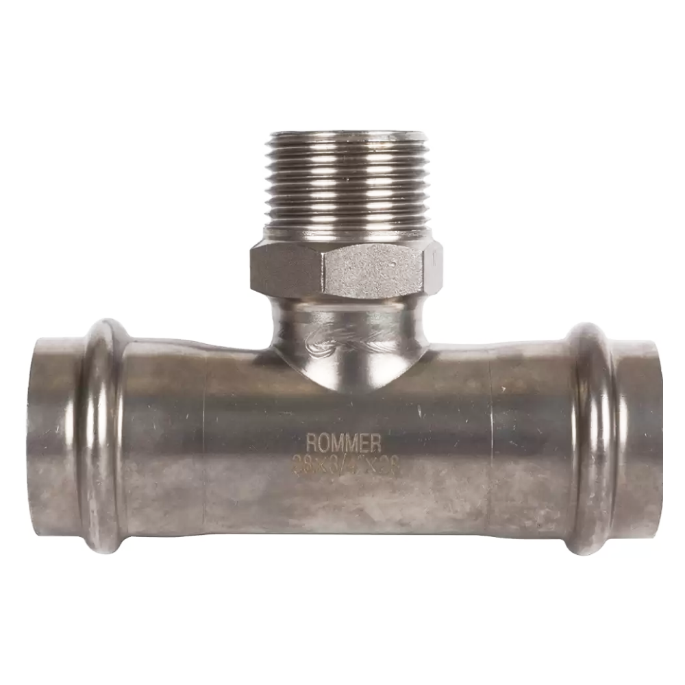 Тройник-переходник ВПр-НР 28х3/4" из нерж. стали прессовой / Rommer фото на multiBOX