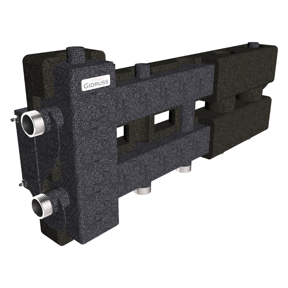 Коллектор с гидроразделителем на 2+1 контура BM-60-3D.EPP до 60 кВт, EPP-термоизоляция / Gidruss фото на multiBOX