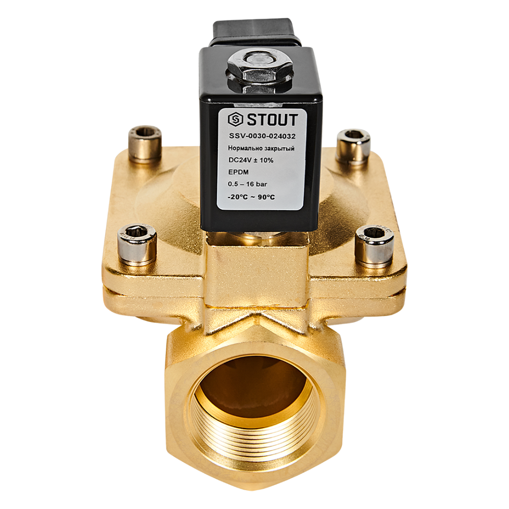 Электромагнитный клапан 1 1/4" НЗ, 24В, непрямого действия / Stout фото на multiBOX