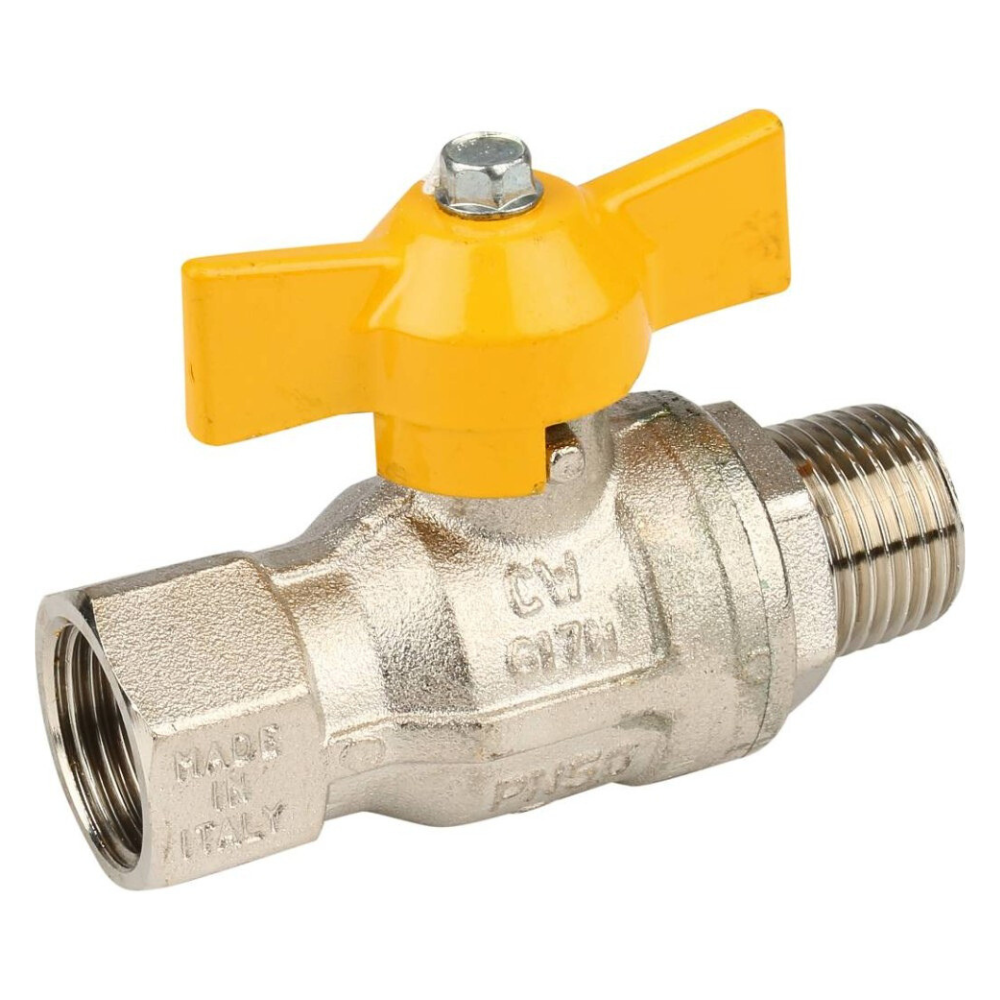 Кран шаровый для газа BERLIN 073, 1/2" НР-ВР полнопроходной, ручка бабочка / Itap фото на multiBOX