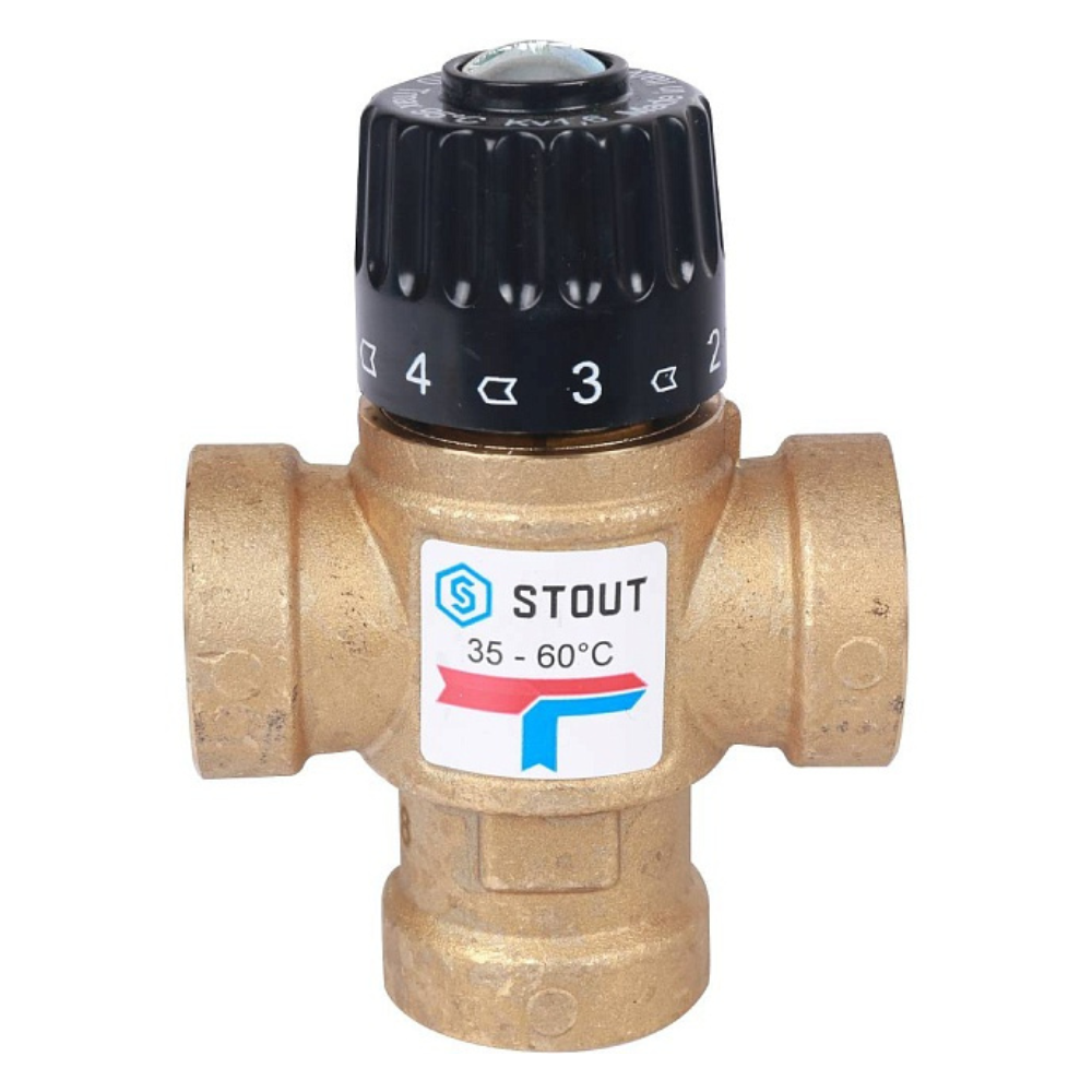 Термостатический смесительный клапан 3/4" ВР, 35-60°С, KVs 1.6 / Stout фото на multiBOX