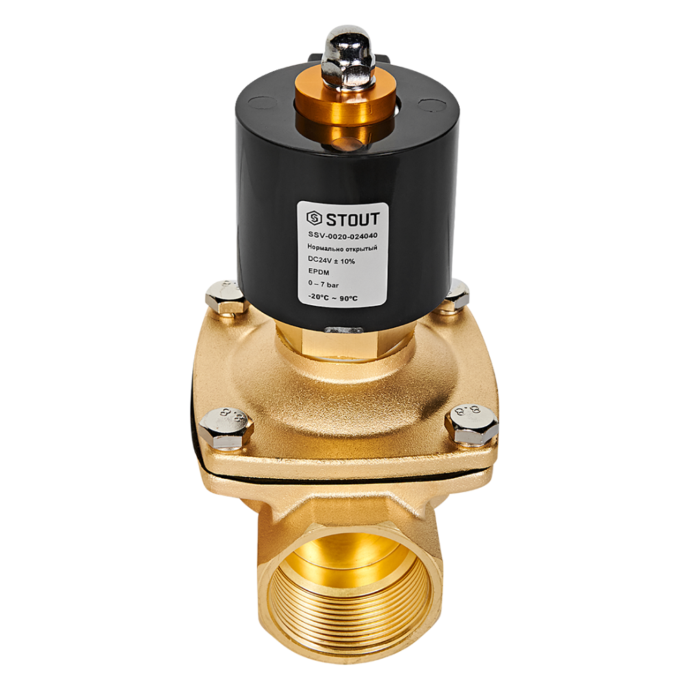Электромагнитный клапан 1 1/2" НО, 24В, прямого действия / Stout фото на multiBOX